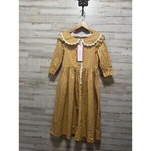 RELIBEAUTY YELLOW WITH PINK FLOWERS PRAIRIE DRESS  SIZE 120 (7-8)